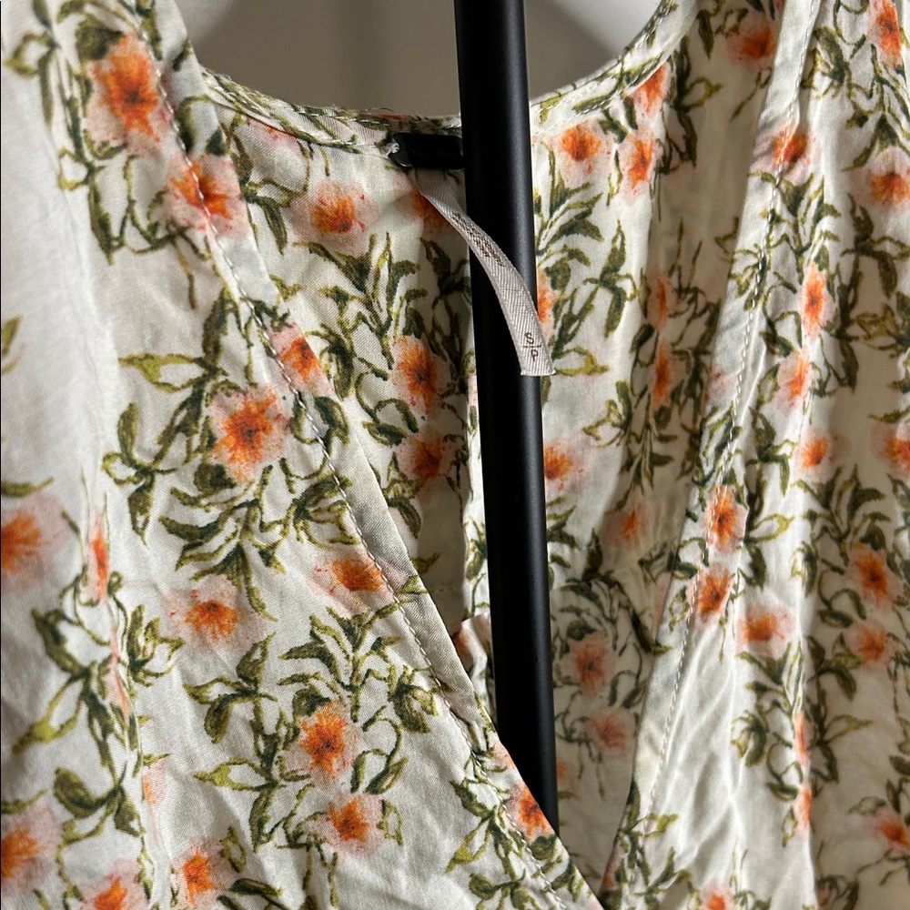 Free People Floral Blouse with Orange and Green Hues - Picture 3 of 8